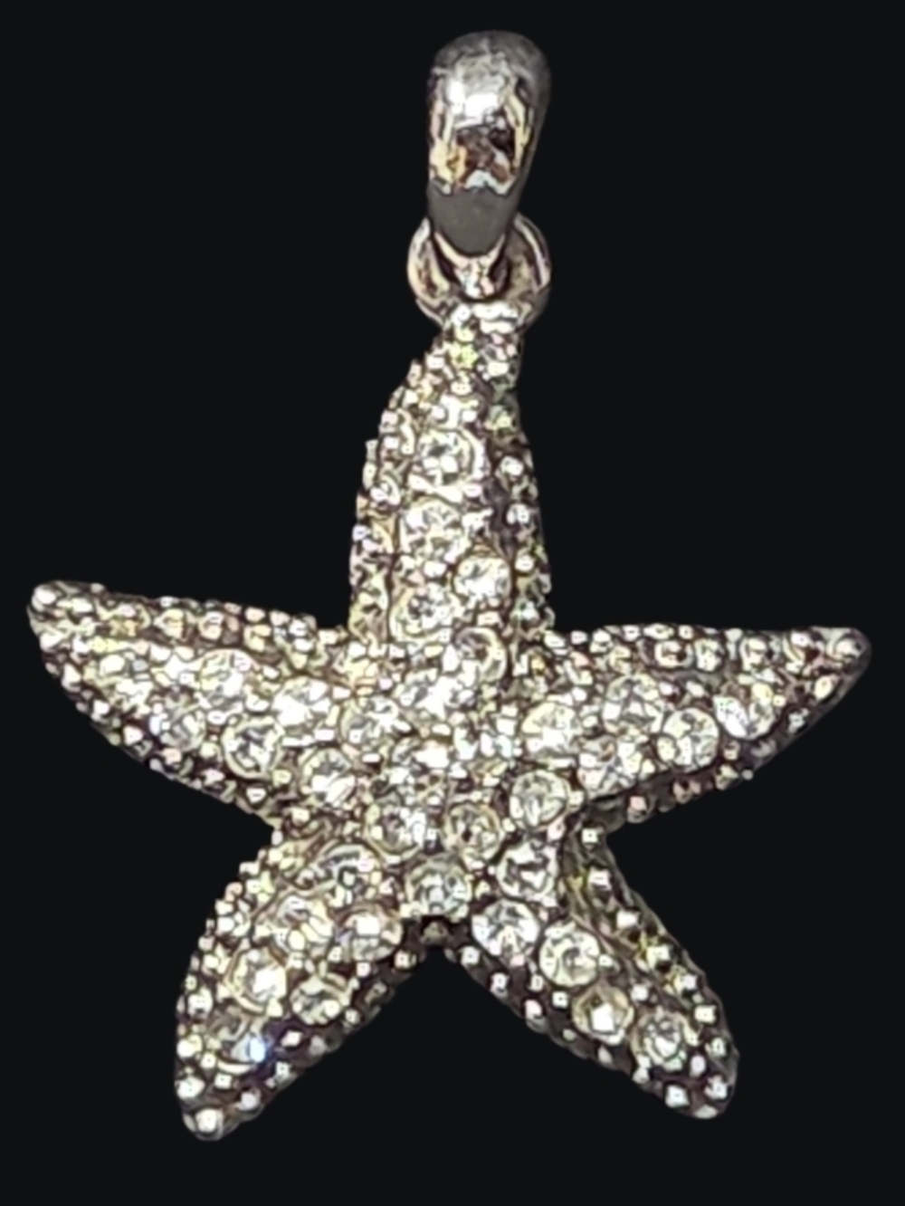 Rhinestone Silver-Tone Starfish Charm Pendant Necklace - Pendant Only